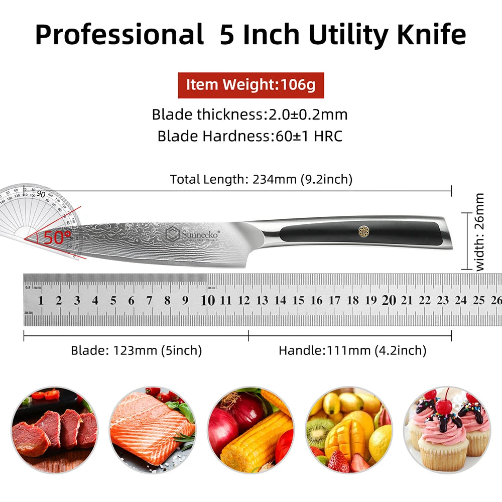 cuchillo de damasco 5 pulgadas